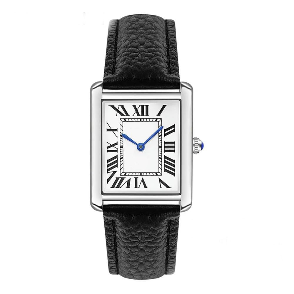 Orologio al Quarzo ZBDZSW con Numeri Romani, Cinturino in Pelle in Acciaio Inossidabile, Orologio da Uomo, Impermeabile Fino a 30 m, Orologio da Donna