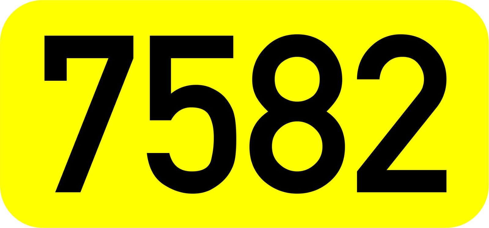 Ordnungsnummer für Taxi – Taxinummer nach BOKraft § 27 – Konzessionsnummer (gelb/schwarz 15 x 7 cm, Aufkleber Aussen-Montage (klebt auf der Rückseite))