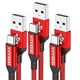 USB Typ C Kabel 5A, AKOADA [3 Stück 0.5M+1M+2M] Schnell Ladekabel für Huawei P40 P30 P20 pro P20 Mate 40 30 20 10 pro Honor 10 V10 P10 Plus Mate 30 pro usw(Rot)