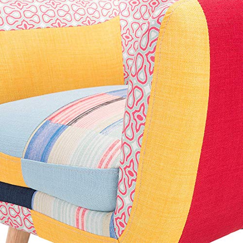 Trendy Sessel Polsterbezug Dicke Sitzfläche bunt Patchwork Melby – Bild 8