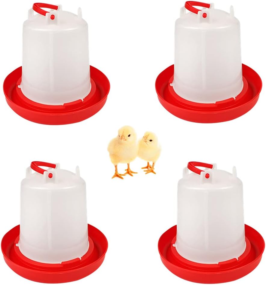4PACK Plastic Poultry Drinker Chick Waterer Kit 1 L Waterer Hanging Poultry Water Container (4)
