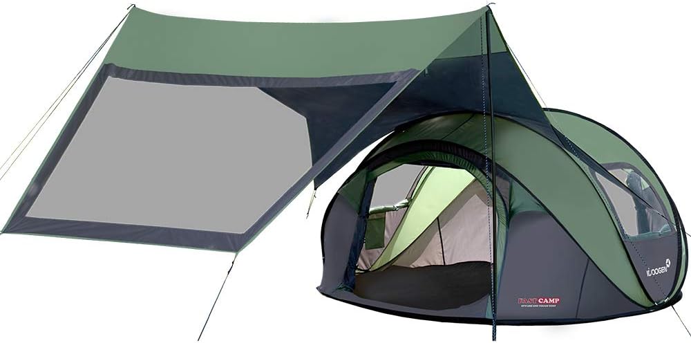 OperaSuite 4-Person pop up Tent for Picnic&Camping Tent,2 Windows,Privacy Wall, (Green + Wide Attachable Extensions)