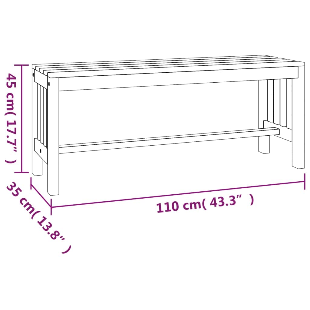 Ławka ogrodowa z litego drewna eukaliptusowego, 110 cm, ławka do siedzenia z litego drewna ze stelażem, drewniana ławka do ogrodu, na taras, balkon, obciążenie do 110 kg