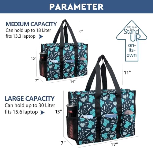 Image of Nurse Bags for Work Nursing Bag Multiple Pockets Waterproof Organizing Zip Top Clinical Bag for Nursing Students Home Health