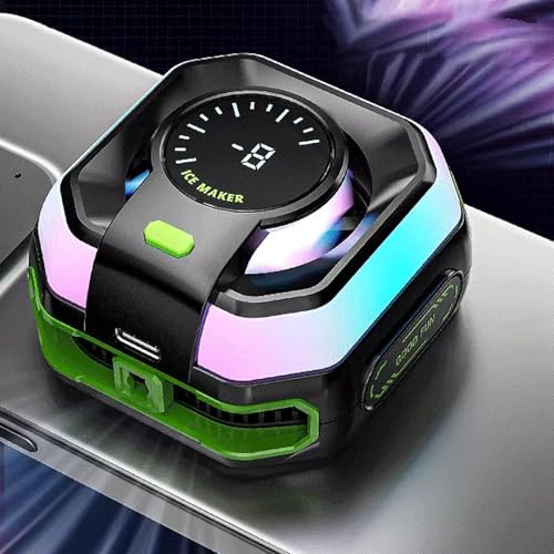 Image of TYROCX Magnetic Mobile Cooler with LED Temperature Display, RGB Semiconductor Phone Cooling Fan for Gaming, Dual Attachment (Magnet & Clips), Type-C, Universal for iOS /Android