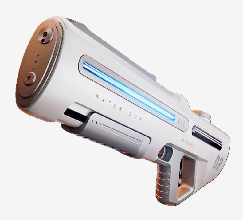 Fucile ad acqua elettrico e manuale con fascio luminoso, gittata massima 10 metri, serbatoio da 700 ml, doppio sistema di rifornimento, batteria al litio, leggero, potente e divertente.