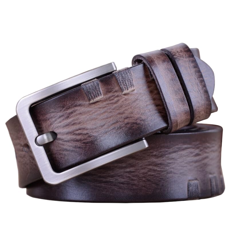 Men's Genuine Leather Casual Belt, Full Grain Leather Belt for Men- 1.5