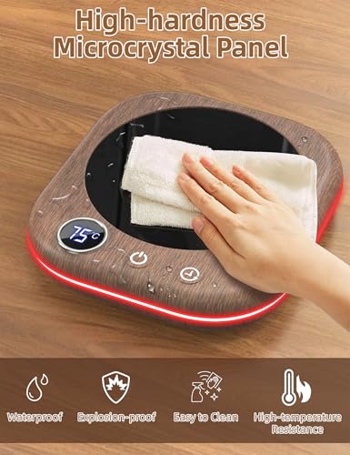 MQFORU Tassenwärmer,Kaffeewärmer für den Schreibtisch mit 3 Temperatureinstellungen,LCD Anzeige, 1-12H Automatische Abschaltung, Intelligenter Kerzenwärmer,Ideale Kaffeegeschenke Zubehör