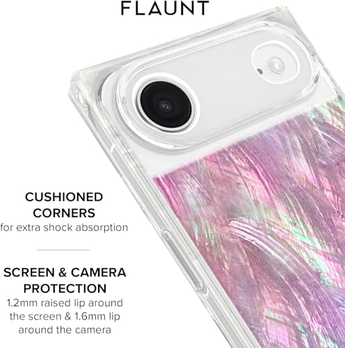 Image of FLAUNT Official Square iPhone Air Case - Pink Mother of Pearl | Phone Cover for iPhone Air - Compatible with MagSafe and Wireless Charging - Drop-Tested Shockproof Designer Hard Cover