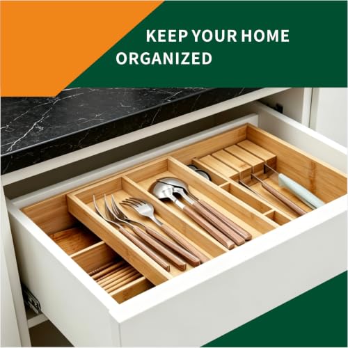 Bamboo Kitchen Drawer Organizer, 6 Wide-Compartments (15.91 x 12.24) - Image 3