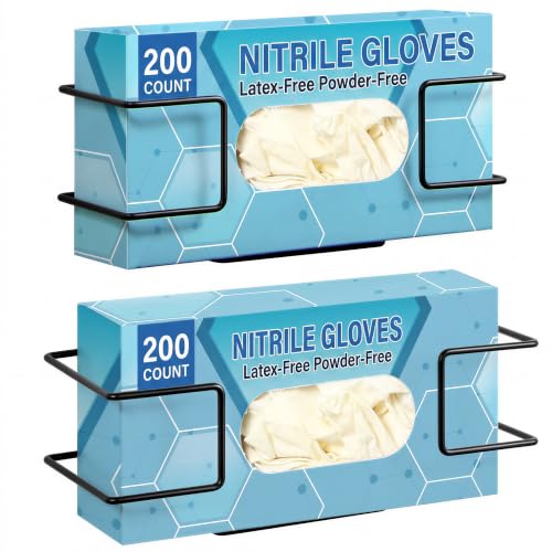 Image of Large Glove Box Holder Wall Mount, 2 Pack, Black | Ideal for High-Volume Glove Use, Not Includes Glove Box