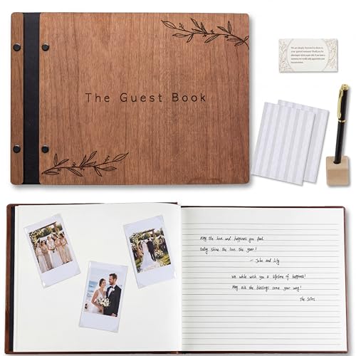 Image of Aspen Studio Guest Book with Signing Pen with Photo of Polaroid for Wedding Book and Memorial Occasions Guest Signing Book for Wedding, Memory Guest Book