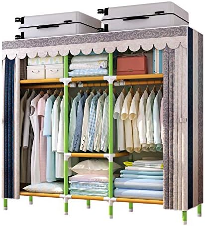YOUUD 68 Inches Wardrobe Storage Closet Portable Closet Shelves, Closet Stroage Organizer with Non-Woven Fabric, Quick and Easy to Assemble, Extra Strong and Durable Grey