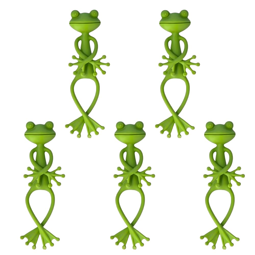 Jdbefuy 5 Pcs Frog Plant Supports, Green Animal Pot Huggers & Climbing Vine Clips
