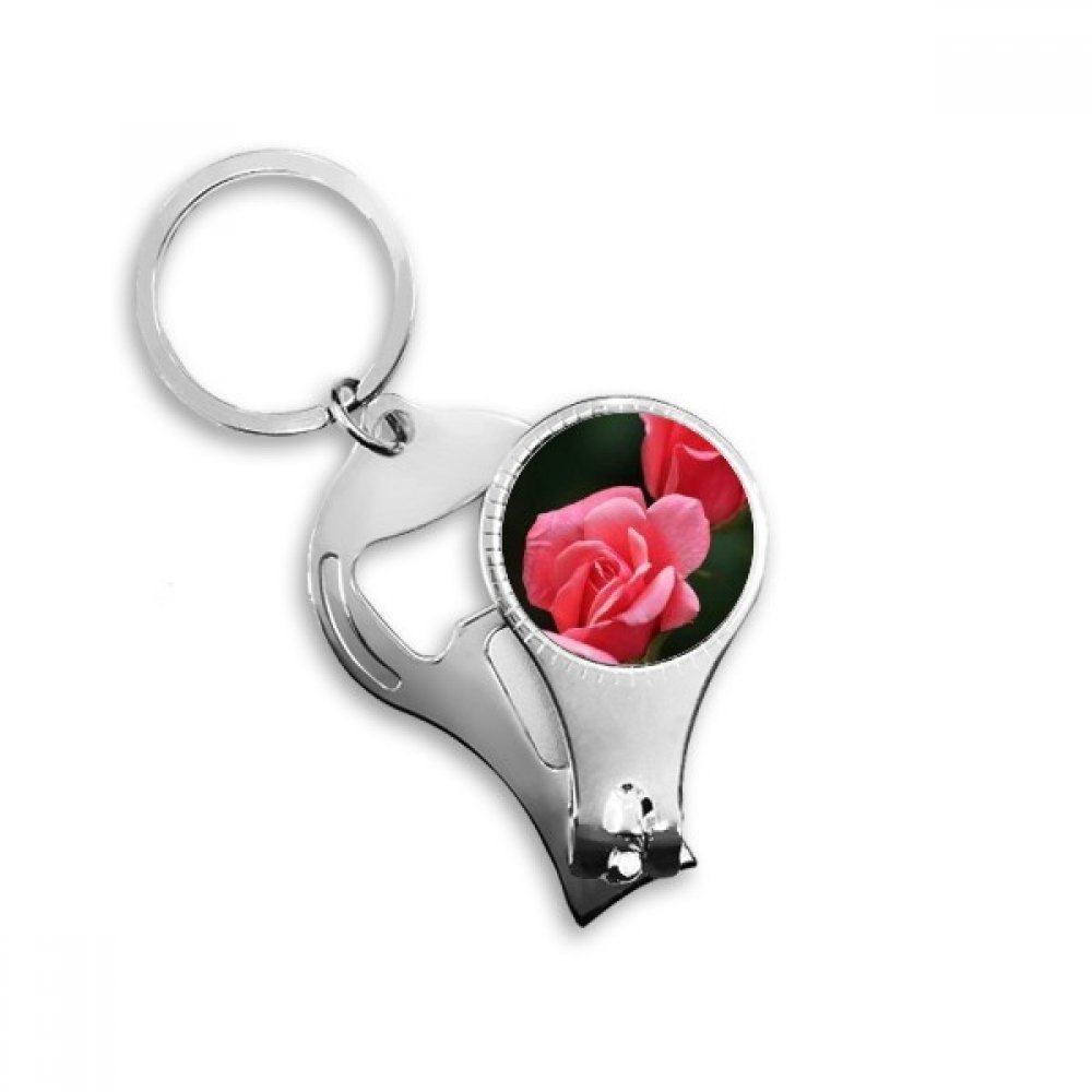 Fleurs en métal porte-clés anneau bouteille coupe-ongles voiture rose
