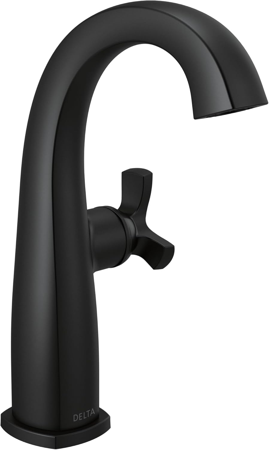 Delta Stryke Mid-Height Matte Black Bathroom Faucet 1 Hole, Single Hole Bathroom Sink Faucet for Vanity, Matte Black 6776-BL-DST (Drain Not Included)