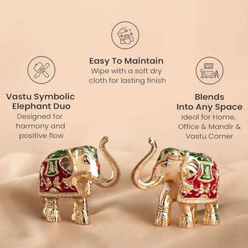 Image of Astrotalk Airavat Dhan-Vridhi Elephant Combo | Gold-Plated Elephant Statue for Good Luck, Wealth & Growth | Elegant Home Decor for Living Room & Office | Vastu Items for Housewarming Gift