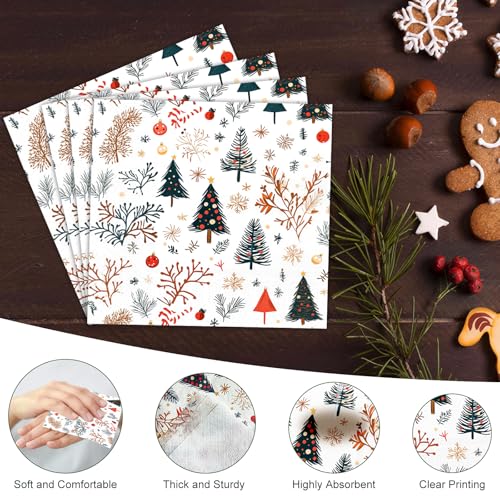 Tbsone Christmas Paper Napkins Disposable: 3-Ply Napkins with Watercolor Xmas Trees, Holiday Party Table Decor for Luncheon, Dinner, Dessert, Cocktail, Appetizer (6.5 x 6.5 Inches, 50 Pack) – Image 4