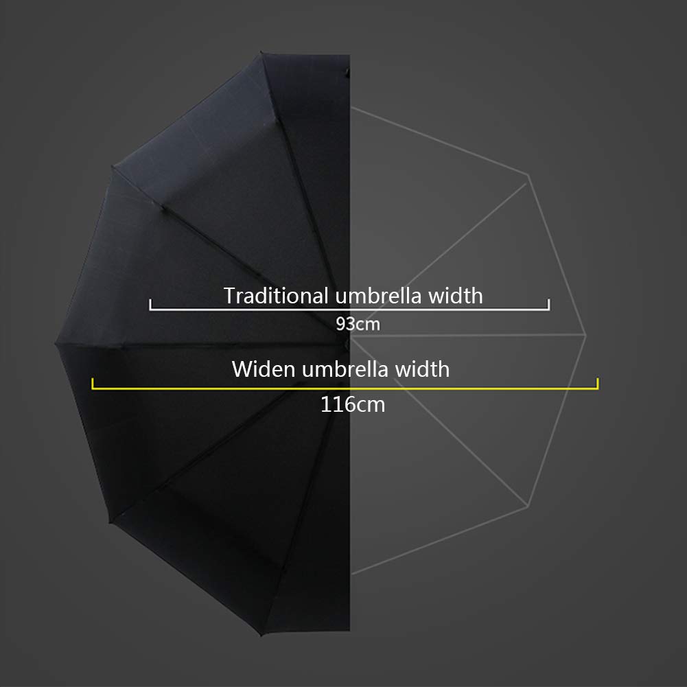 Umbrella Paraguas, Apertura/Cierre Automático, Paraguas De Viaje Impermeable, Luz Ergonómica Y Paraguas Portátil, Funda Protectora Portátil Y Asa Antideslizante, Negro