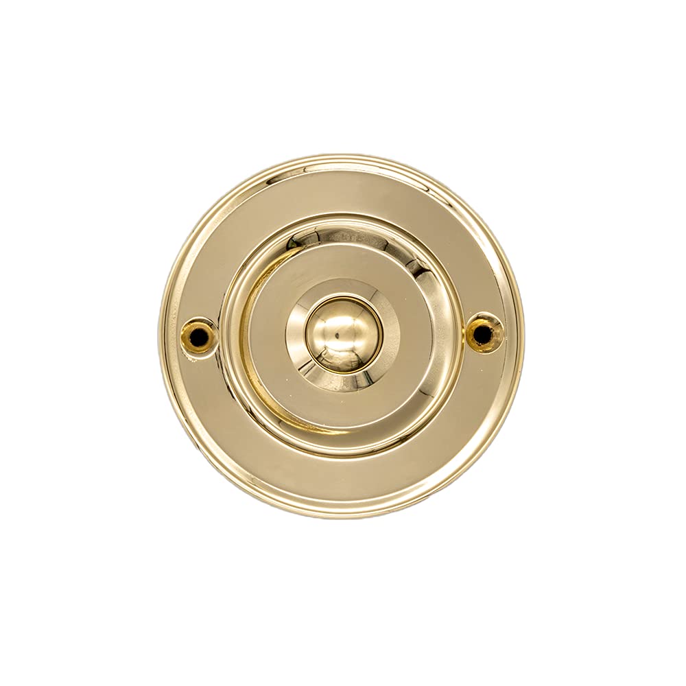 Doorbellworld Modern Living Wired Flush Fitting Doorbell Push Button, 76Mm (3") Diameter, In Brass With Brass Centre