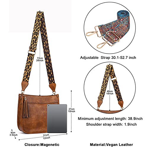 Image of HKCLUF Crossbody Bag Purse for Women 2PCS /Set Leather Hobo Handbag Wallet Set With 2Adjustable Guitar Strap Shoulder Bag | Purse