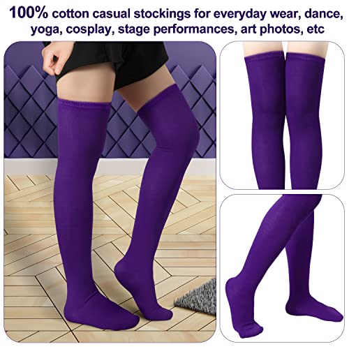 Image of KINBOM 1 Pair Thigh High Socks, Cotton Soft Knee High Long Stockings Women Leg Warmers for Wednesday Christmas Cosplay