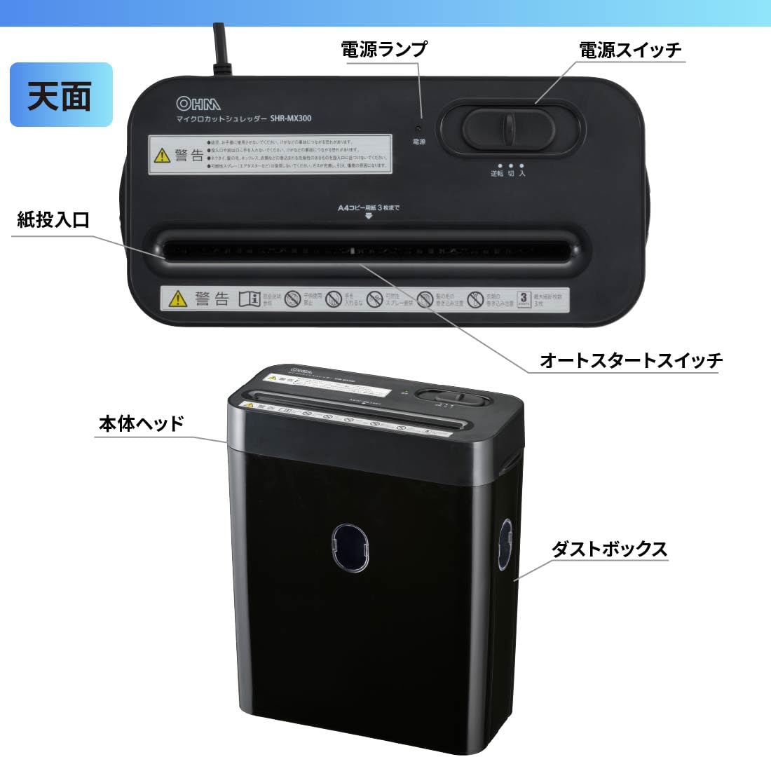 Amazon | オーム(OHM) 電機 マイクロカットシュレッダー SHR-MX300
