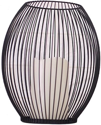 Surakey Juego de portavelas de metal, portavelas de pilar negro para exteriores, portavelas de jaula para mesa, portavelas de hierro decorativos