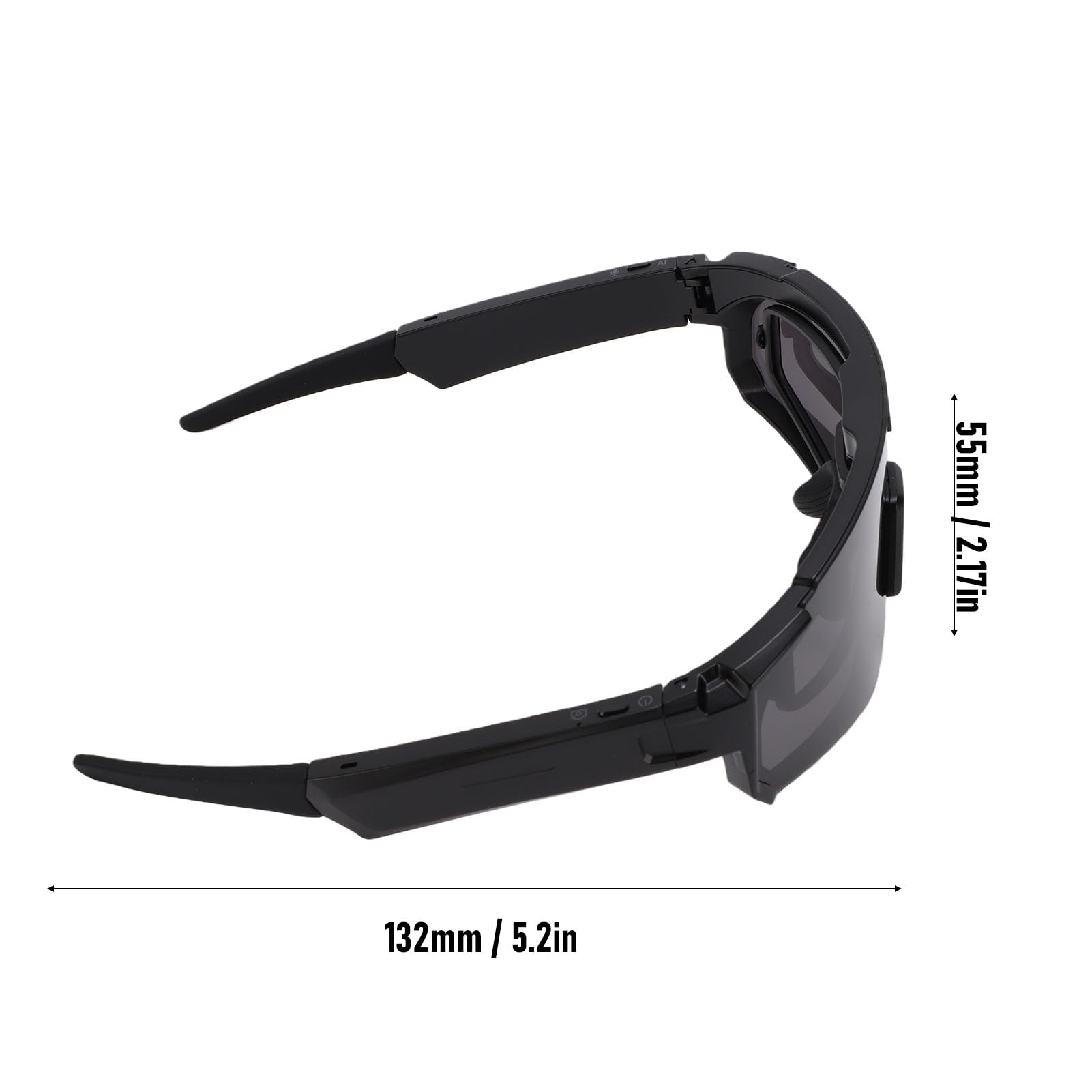 Goshyda Lunettes Intelligentes AI avec Caméra 4K 8MP Capture Vidéo, Lunettes de Soleil avec Caméra Bluetooth V5.3 Commande Vocale Stabilisation EIS pour Le Cyclisme, Le Ski, la (Black)