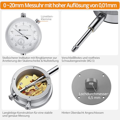 Neoteck Tischsäge Messuhr Tischsägenlehre mit 0,75 Zoll Breite eloxierte Aluminiumstange zum Ausrichten und Kalibrieren Werkstattmaschinen Tischsägen Bandsägen und Bohrpressen