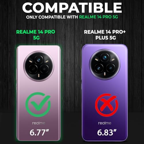 Image of REALCASE Hybrid Armor Back Cover Case for Realme 14 Pro 5G | Slim Fit Hard PC Back & Soft TPU Bumper | Protective Shockproof Case Back Cover for Realme 14 Pro 5G (Black + Clear)