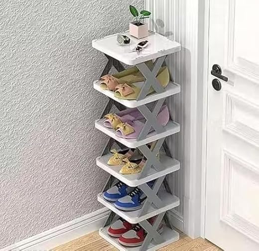 Multi-Purpose Stackable Shoe Rack Adjustable Slots, Stylish Shoe Storage Organizer (6 Layer,)