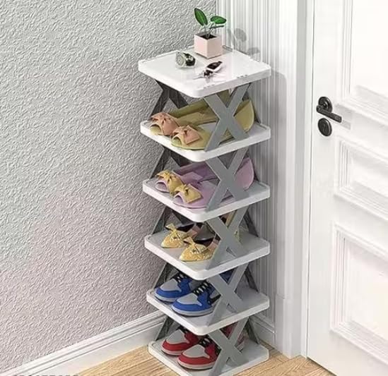 Multi-Purpose Stackable Shoe Rack Adjustable Slots, Stylish Shoe Storage Organizer (6 Layer,)