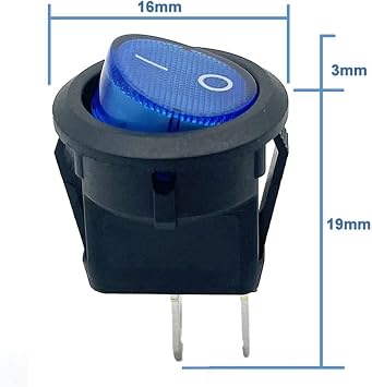 16mm Yuvarlak 2 Pin Anahtar Switch Mini Buton Mavi Plastik A ma Kapama On/Off 3A 250V 3A 250V DVM.101.630