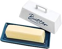 Vista 1 de Mantequillera con tapa, recipiente de mantequilla para encimera, una barra de mantequilla. La bandeja texturizada para almacenamiento
