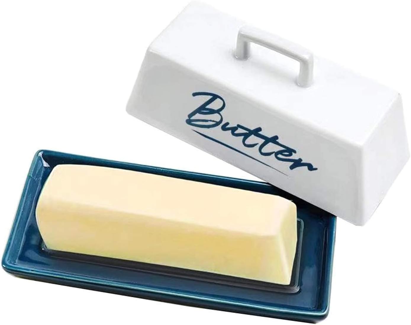 Butter dish with lid , butter dish container for countertop one stick of butter. The textured tray butter keeper for non slip storage. keep the butter fresher (DM)