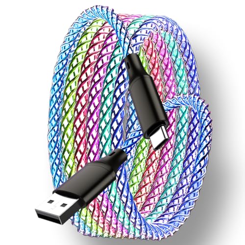 Car Carplay Cable for iPhone 17 16 15 Pro Max Plus, 4.9ft RGB Light Up USB A to Type C Carplay...