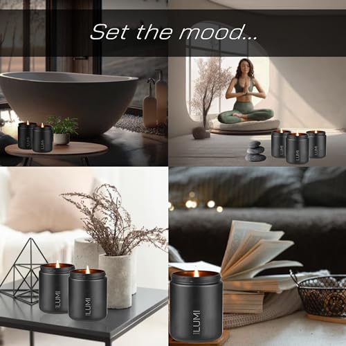 Set of 3 Premium Scented Soy Candles Gift Set | Le Noir Collection - Men’s Cologne, Red Teakwood, Bergamot & Oud | Crackling Wood Wick | Luxury Candles for Relaxation, Home Décor & Gifts | 9.8oz Each - Image 6