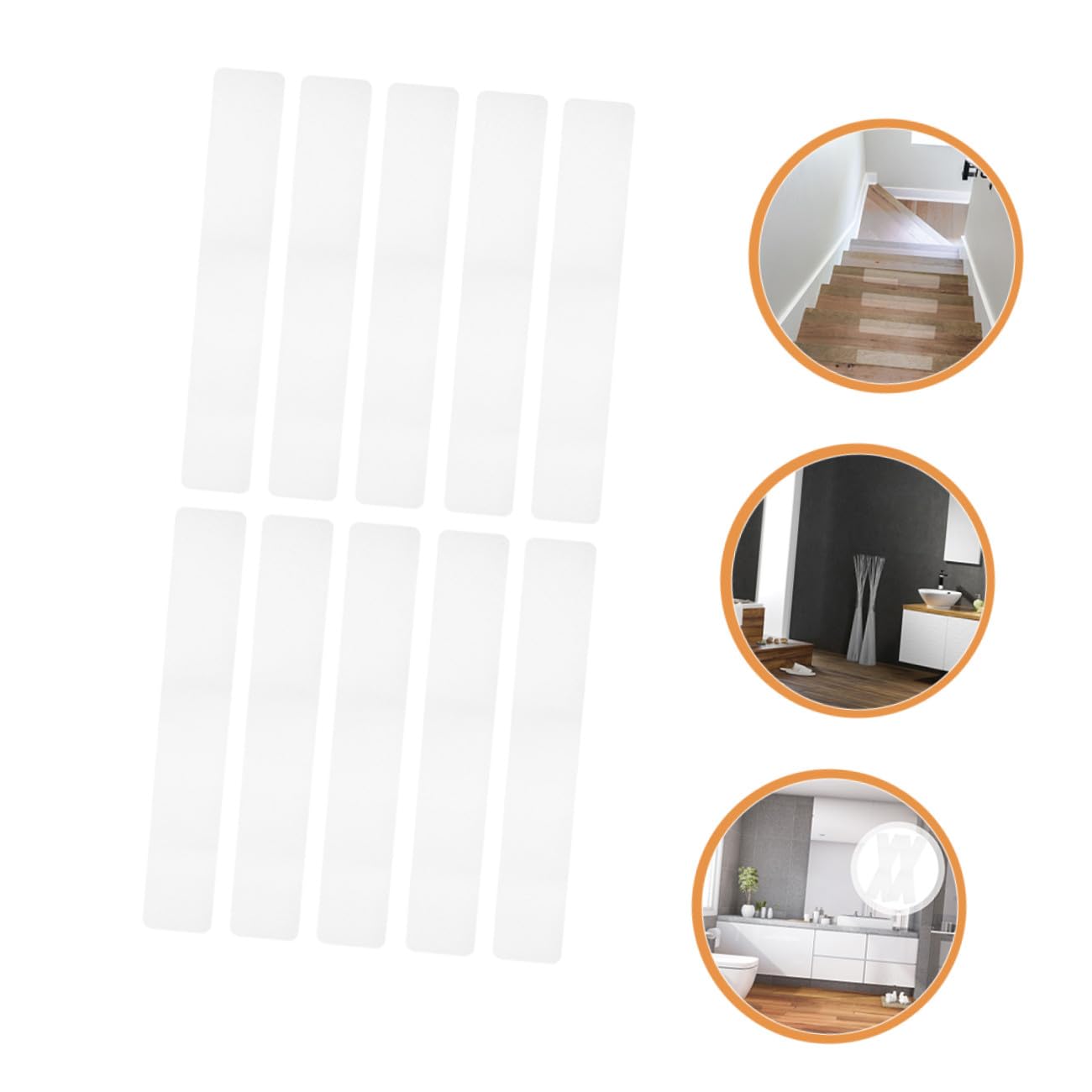 Tiras Antideslizantes para Escaleras y Suelo, 10 Unidades Transparentes de Peva 15x61 Cm, Cinta de Seguridad para Ducha y Bañera, Pegatinas Antideslizantes para Baño y Piscina