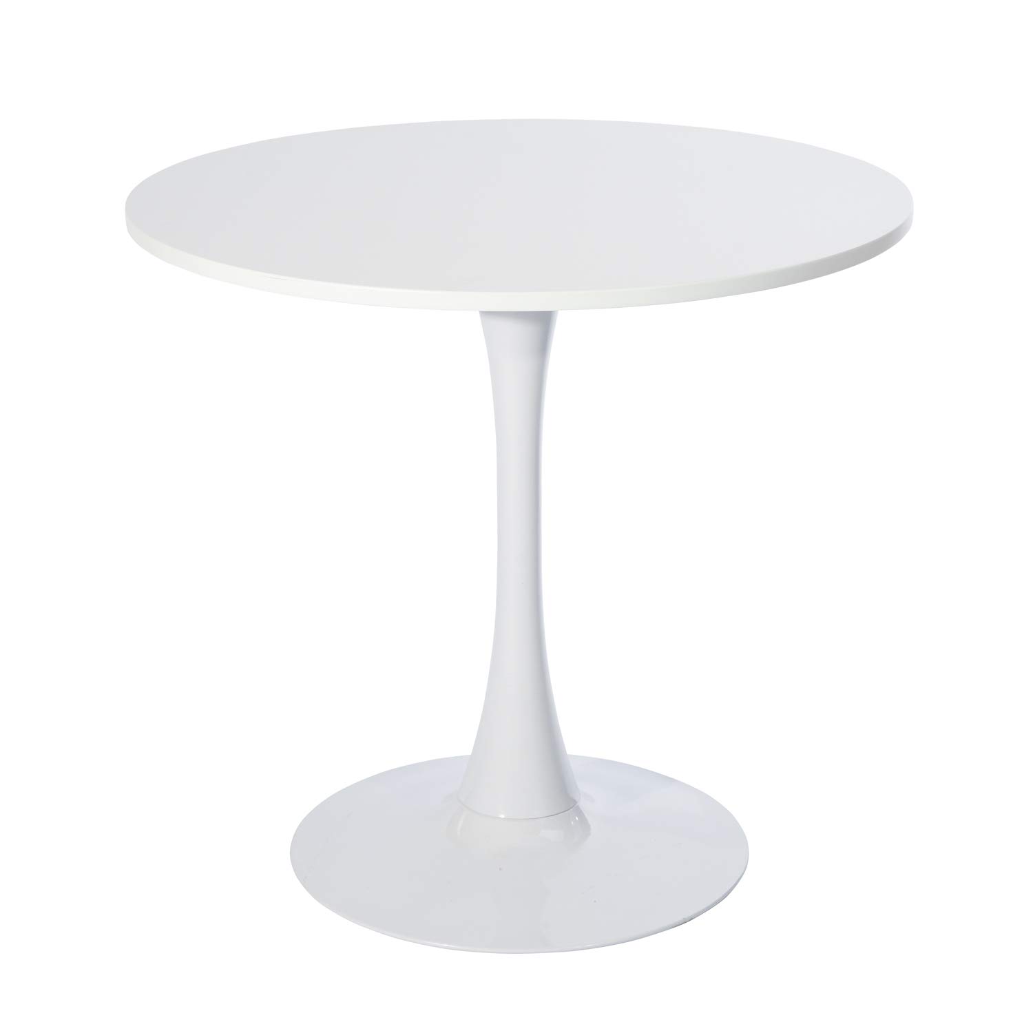 MEUBLE COSY Tavolo da Pranzo Rotondo da Cucina, Stile Scandinavo, per 2-4 Persone, Struttura in Metallo, Bianco, 80x80x73cm
