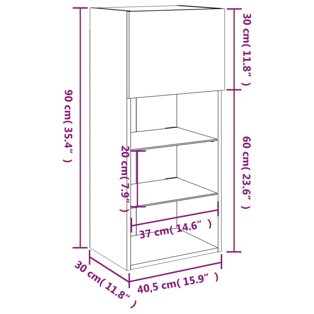 vidaXL Mueble para TV con Luces LED, Soporte Flotante con Almacenaje, Armario Consola de Pared, Mueble Multimedia de Salón Dormitorio, Gris Hormigón
