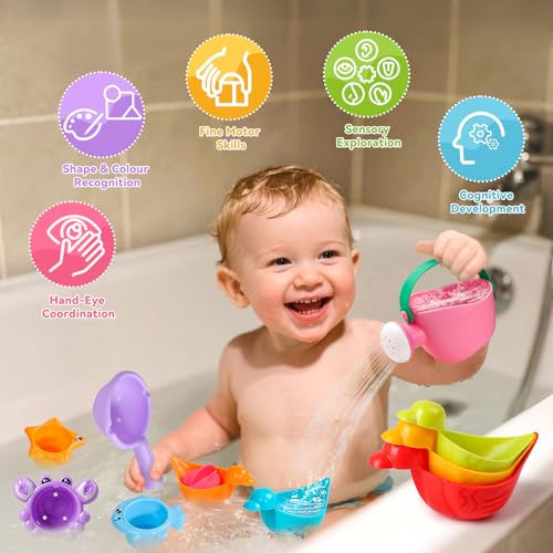 Badewannenspielzeug Badespielzeug Baby ab 1 2 3 4 Jahr Wasserspielzeug Badewannen Spielzeug Kinder Pool Spielzeug Planschbecken Baby Spielzeug ab 1 2 3 Jahr 10 Stück Badespielzeug ( Zufällige Farben )
