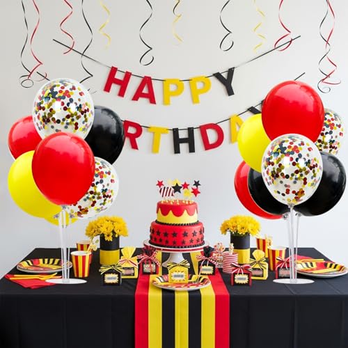 Kit support de ballons Mickey rouge jaune noir pour table anniversaire