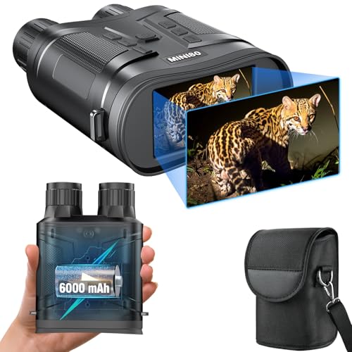 Binoculares Visión Nocturna 4k,Dowesyeen Prismaticos Pprofesinales Largo Alcance 6000mAh Recargable Infrarrojos Vision Diurna Nocturna Digital con 3