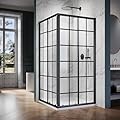 ELEGANT Framed Sliding Shower Enclosure 36 in. D x 36 in. W x 72 in. H, 2 Stationary Panels, 1/4'' Clear Glass Sliding Shower Doors, Black Brushed Nickel (Shower Base Not Included)