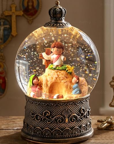 Priddop Empty Tomb Snow Globe Nativity Easter Decoration for Home 105mm