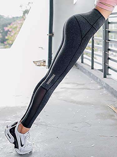 image for JIKA Yoga Pants Womens Gym High Waist Tummy Control Mesh Fitness Leggi