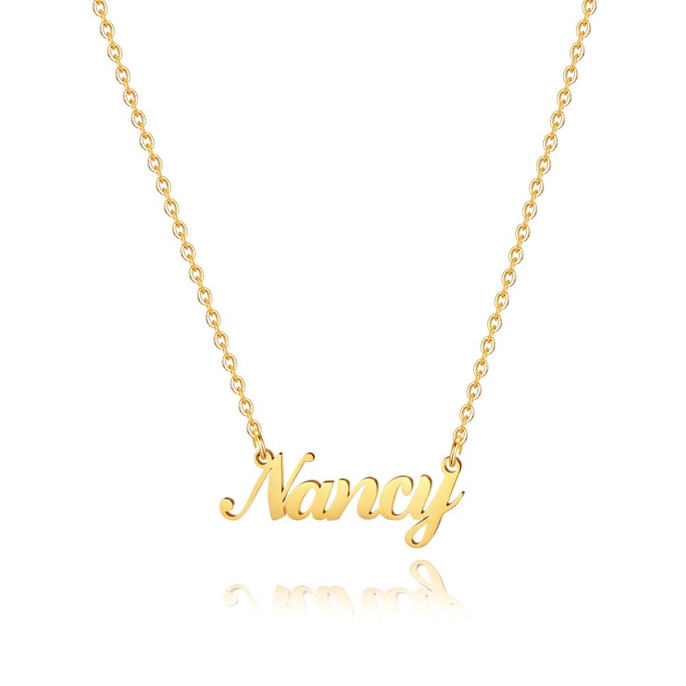 Hidepoo Personalized Name Necklace - Stainless Steel Custom Pendant, 18"+2" Chain, Gift Box