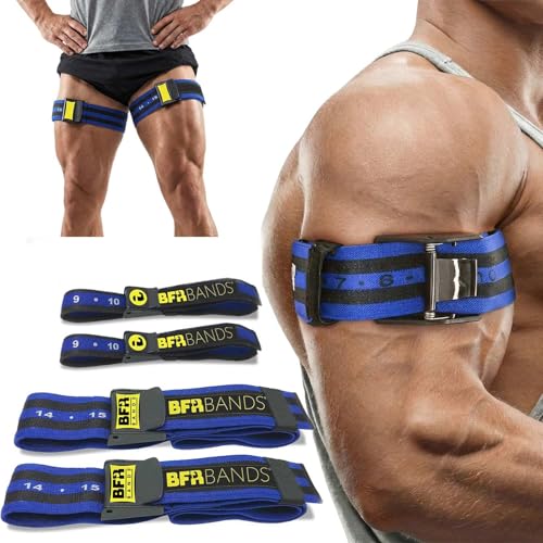 Image of Occlusion Training Bands - 4 Pack Booty Bands Blood Flow Restriction Bands for Arm Muscle Legs & Hip Building Without Heavy Weight Lifting, Fast Muscle Growth - Blue