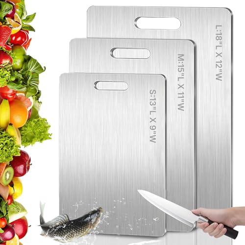 Titanium Cutting Board - New Upgrade 100% Pure Titanium Cutting Boards，Double-sided pure titanium Kitchen cutting board，Healthy And Non-Toxic，Dishwasher Safe，1PC（15'L x 11'W）